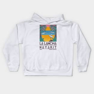 La Lancha, Nayarit, Mexico Retro Travel Poster Kids Hoodie